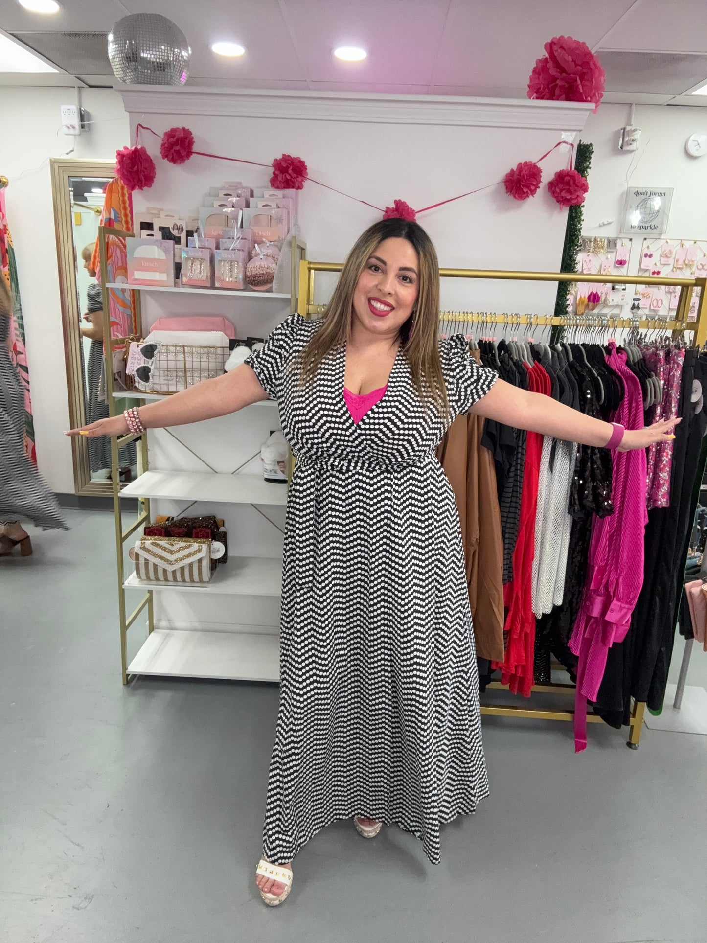 Dot Print Open Front Dress