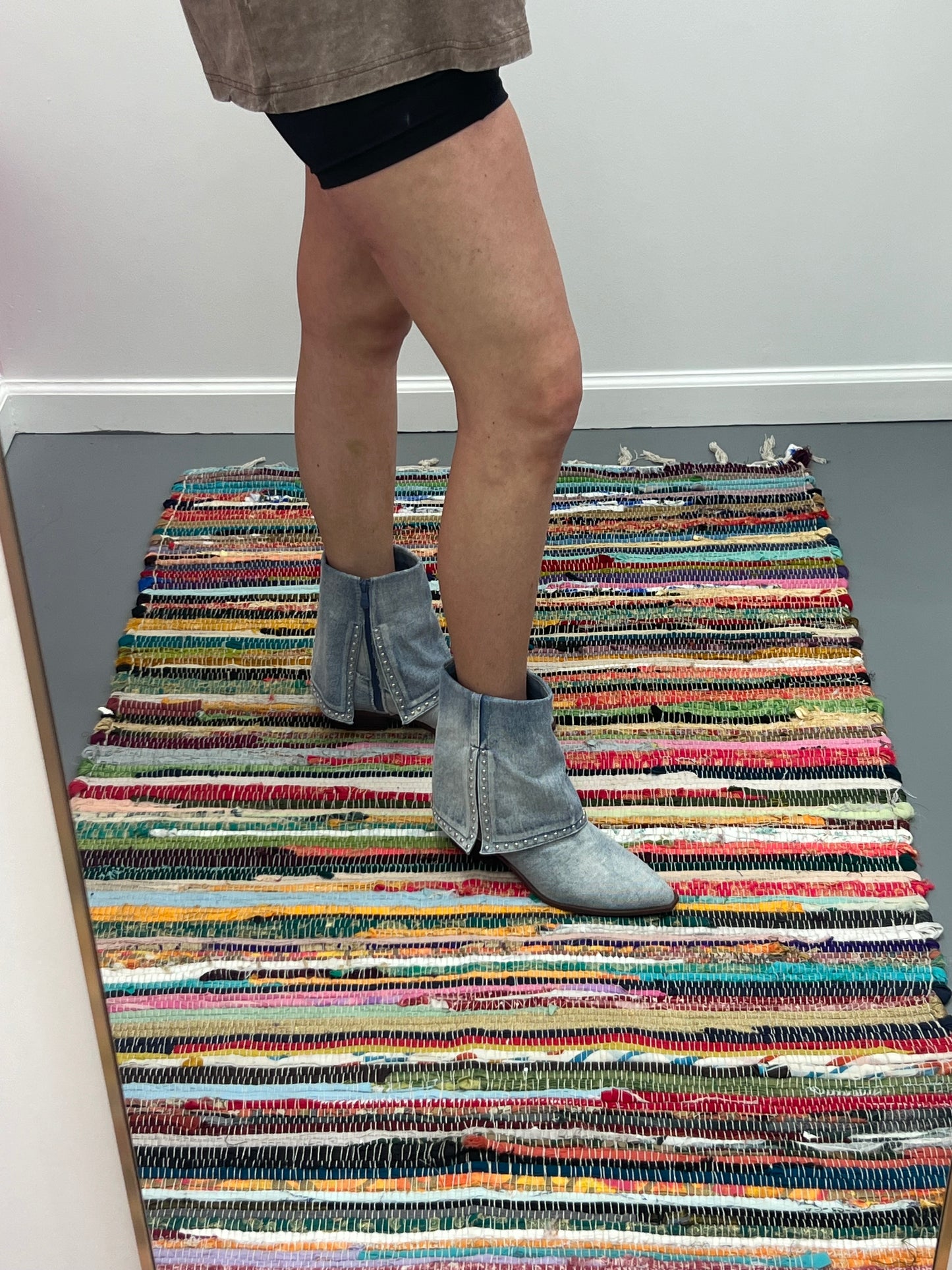 Denim Studded Booties