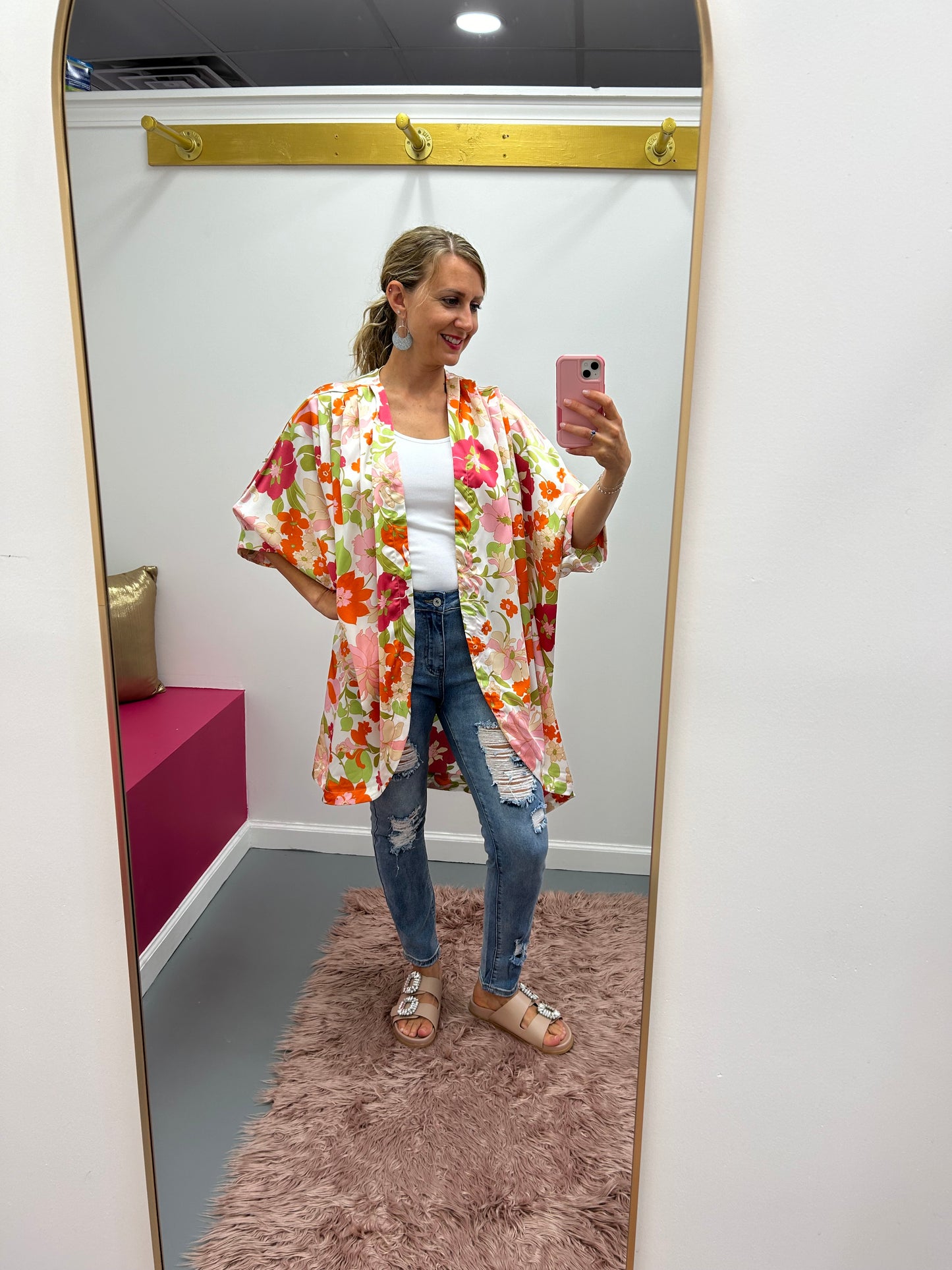 Satin Floral Kimono