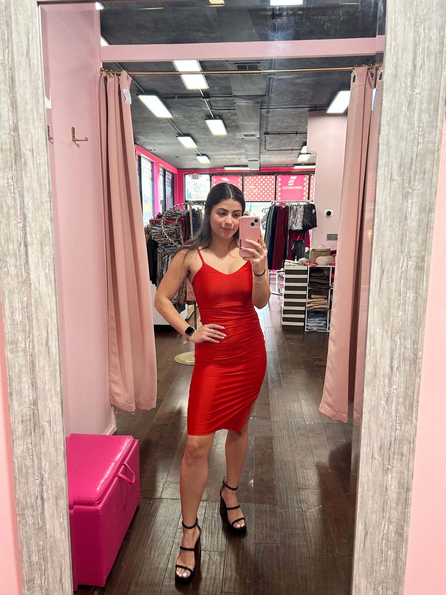 Side Slit Midi Dress Black