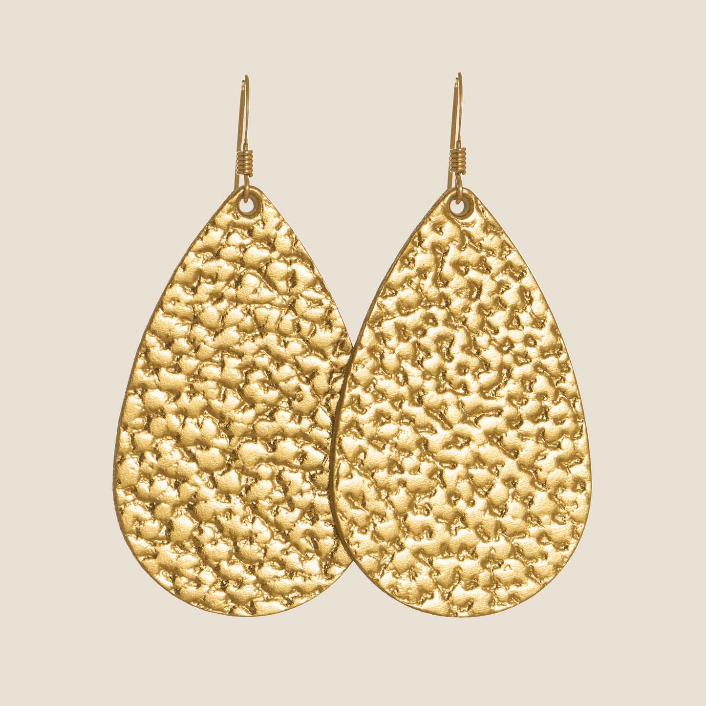 Hammered Gold Teardrops
