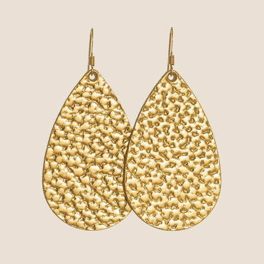 Hammered Gold Teardrops