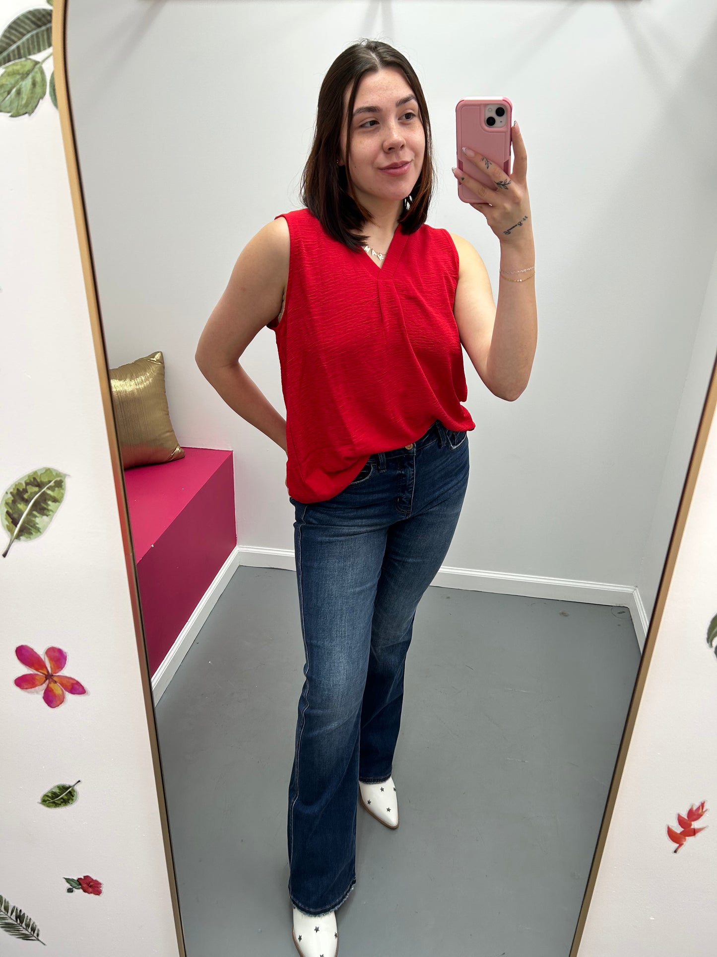 Layering Tank V-Neck/ Red