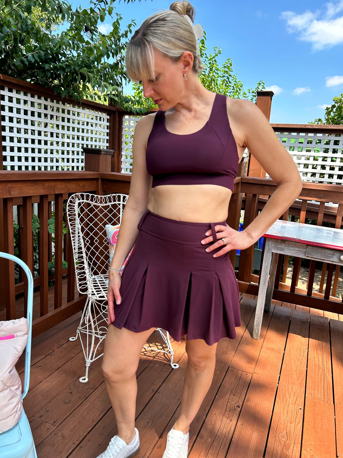 Crisscross Padded Sports Bra Wine