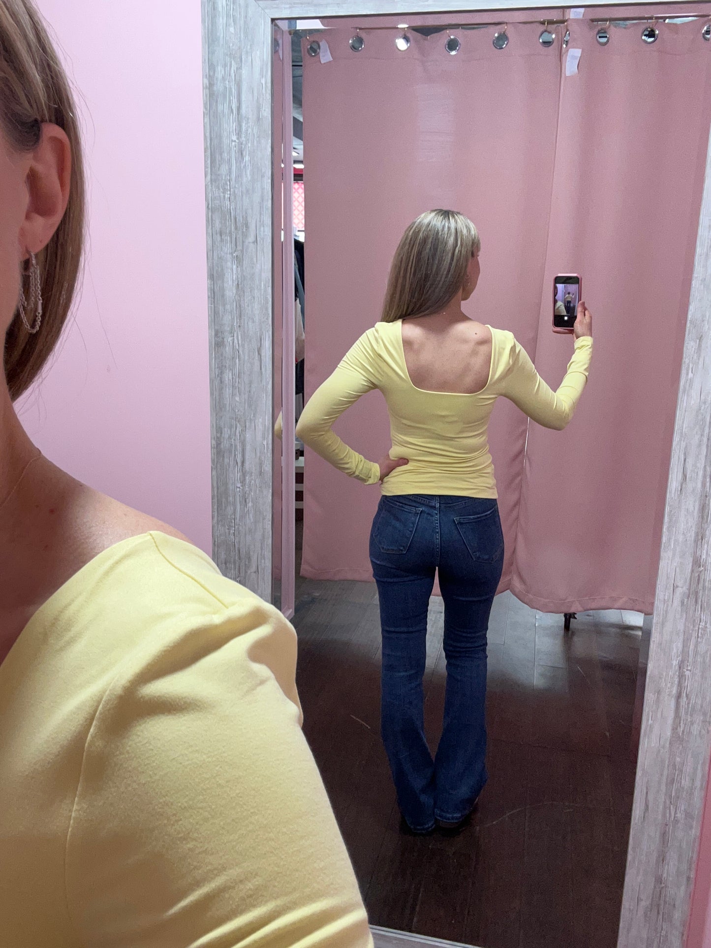 Square Neck LS Top Pineapple