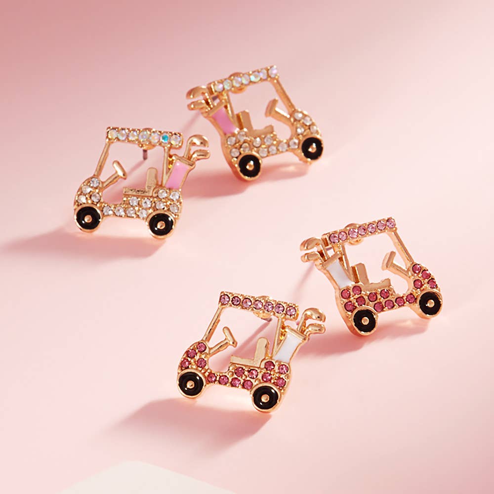 Pave Golf Cart Stud Earrings