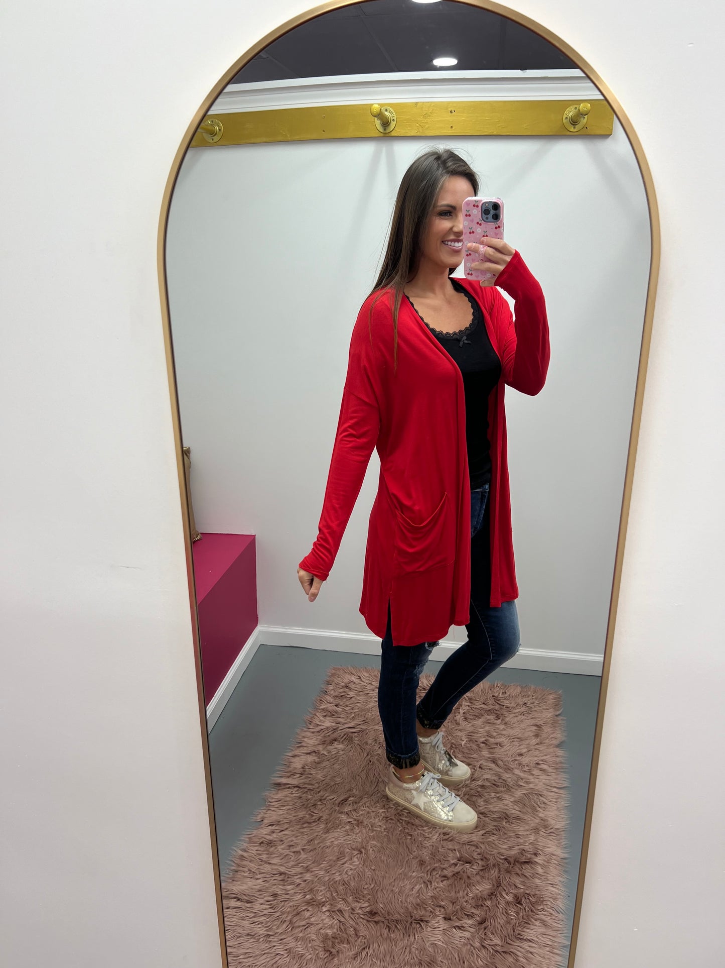 Red Bouncy Cardigan