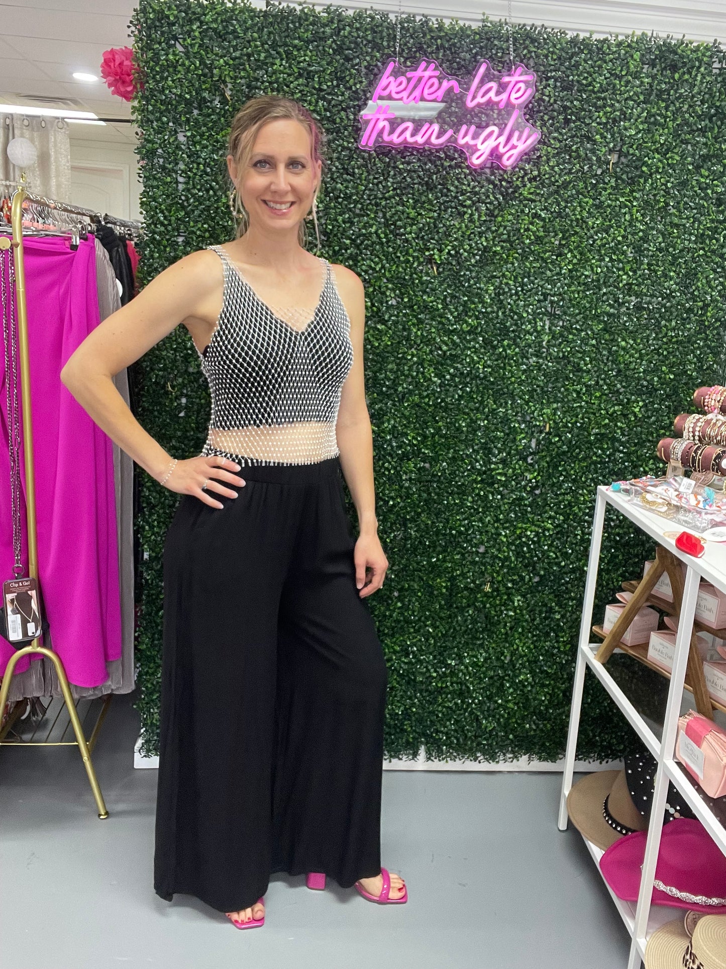 Mesh Bling Top White