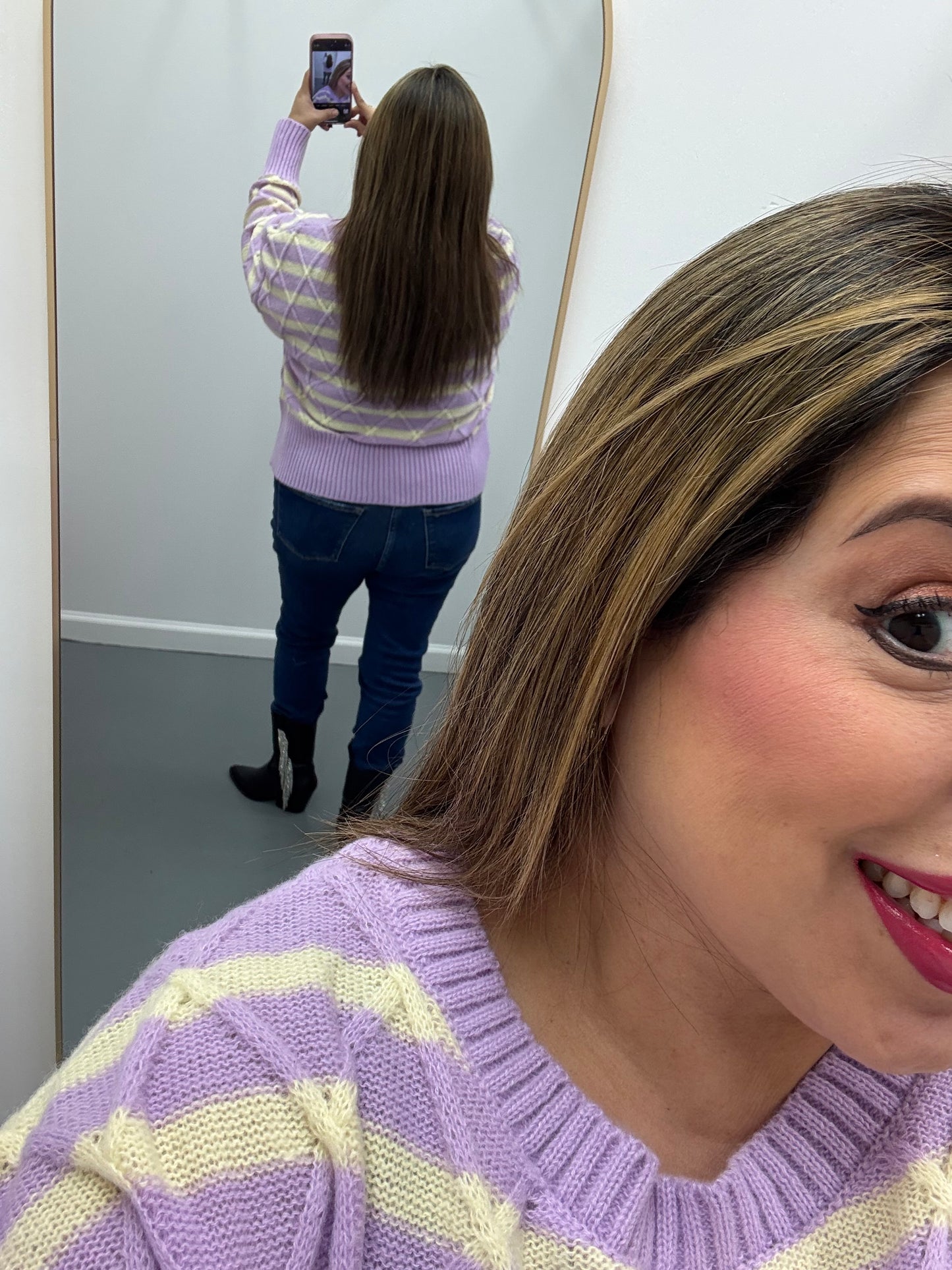 Stripe Argyle Sweater Lavender