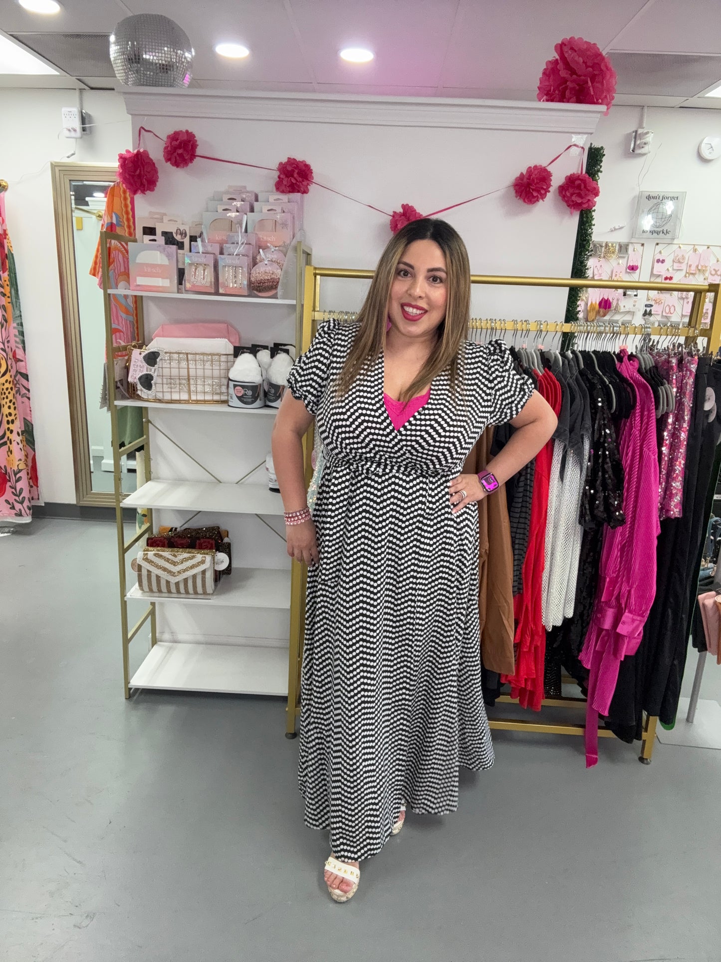 Dot Print Open Front Dress
