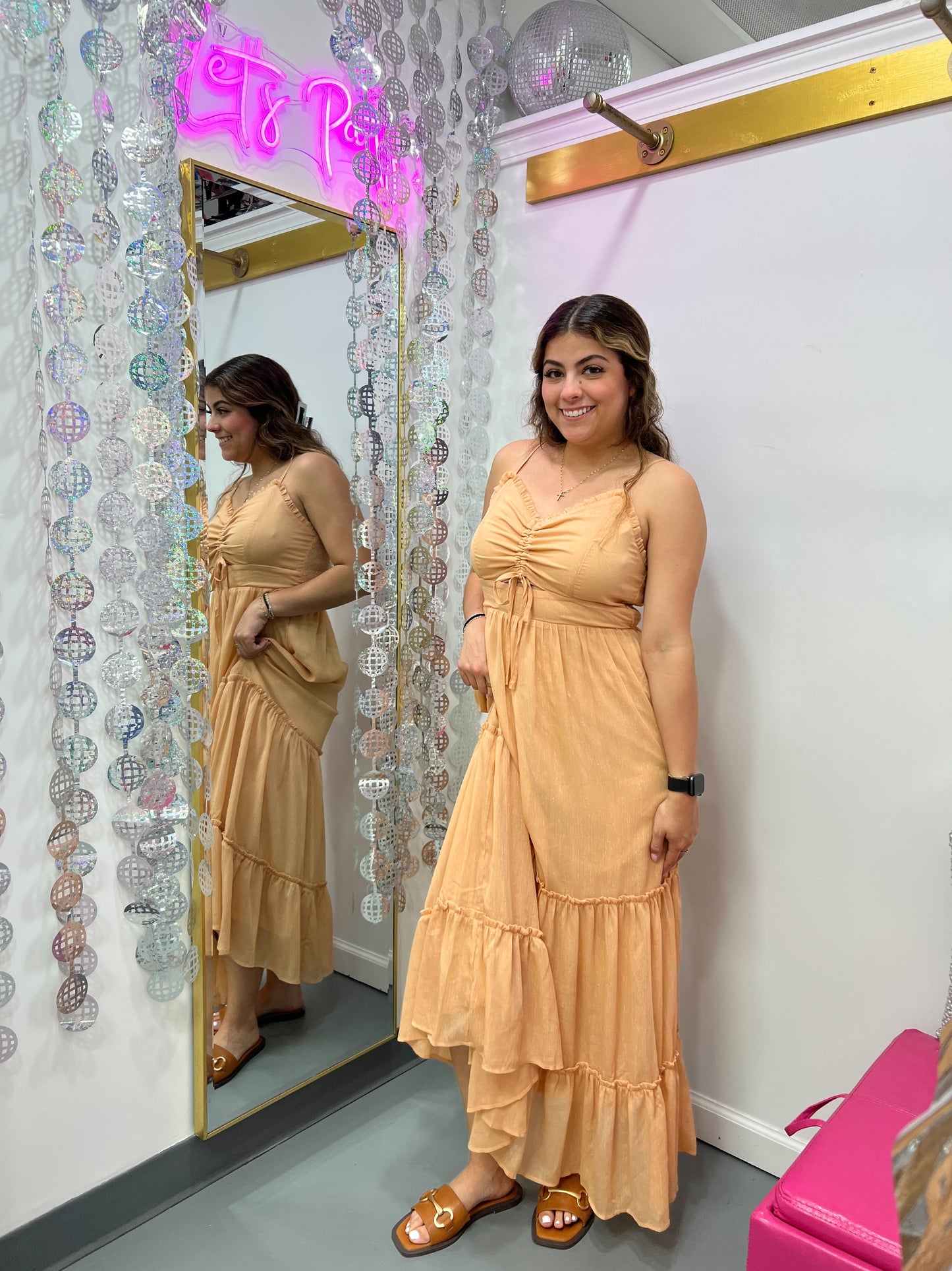 Maxi Dress Metallic Apricot