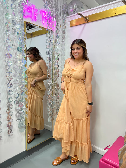 Maxi Dress Metallic Apricot