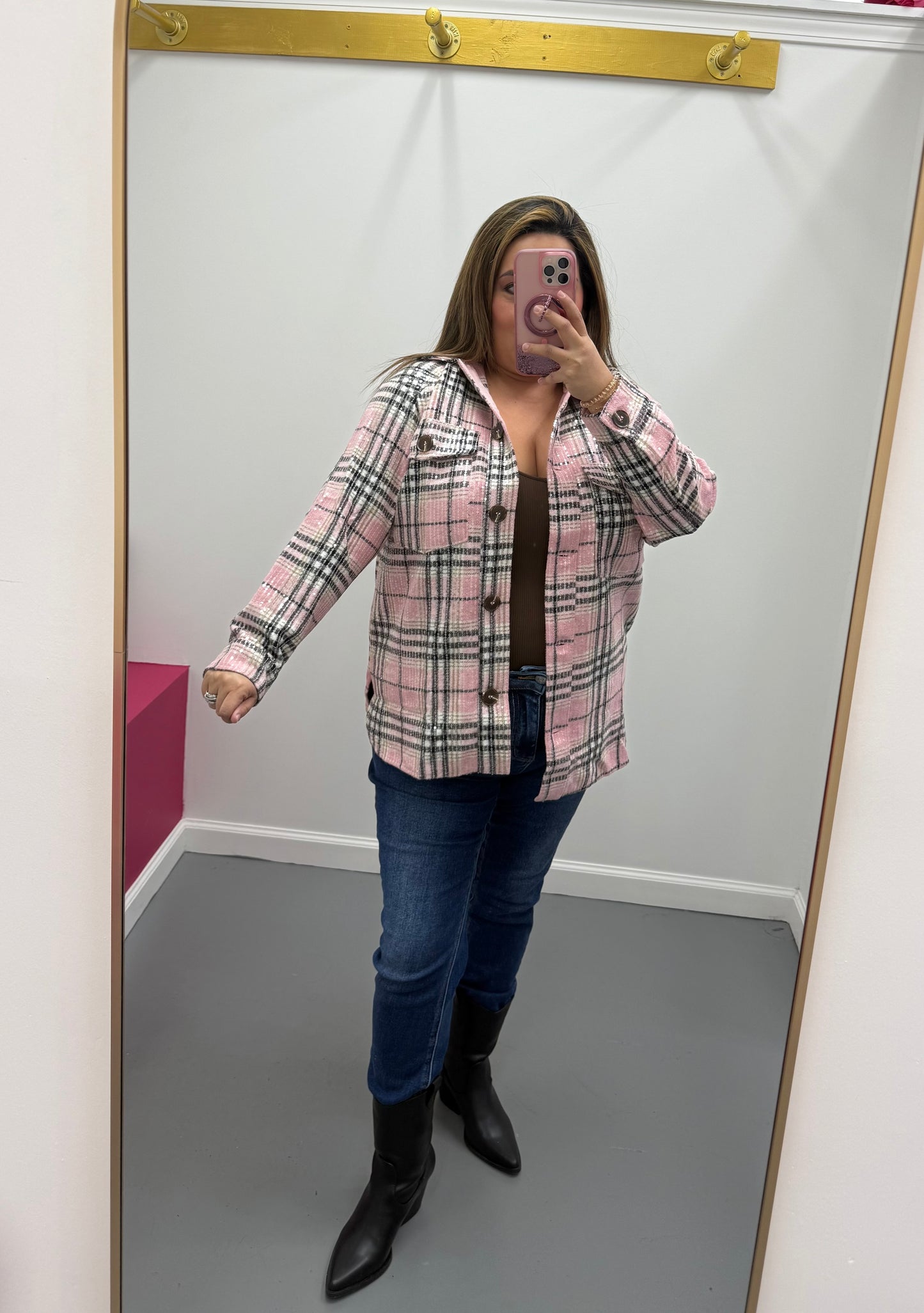 Sequin Plaid Schacket