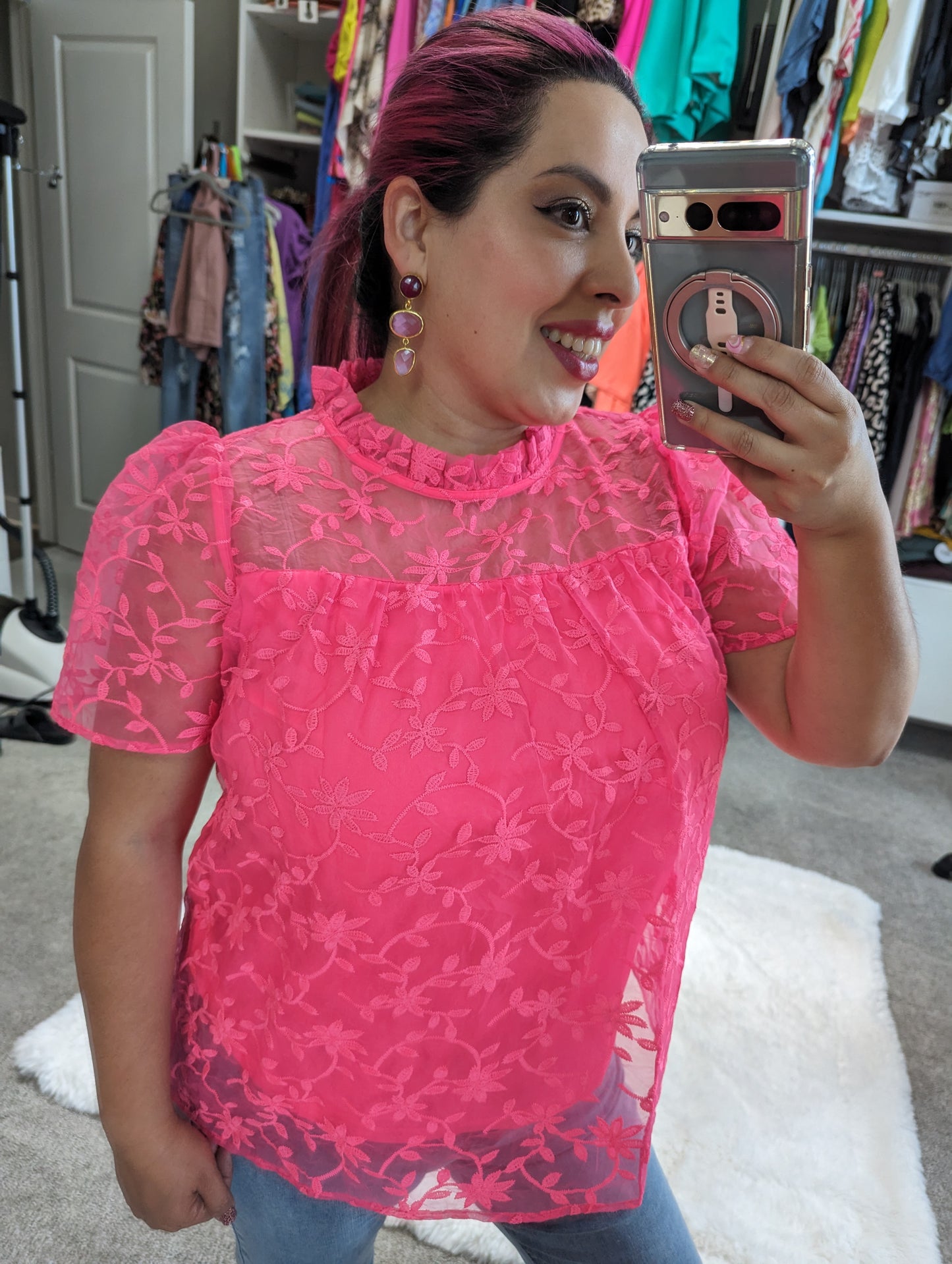 Lace Puff Sleeve Top