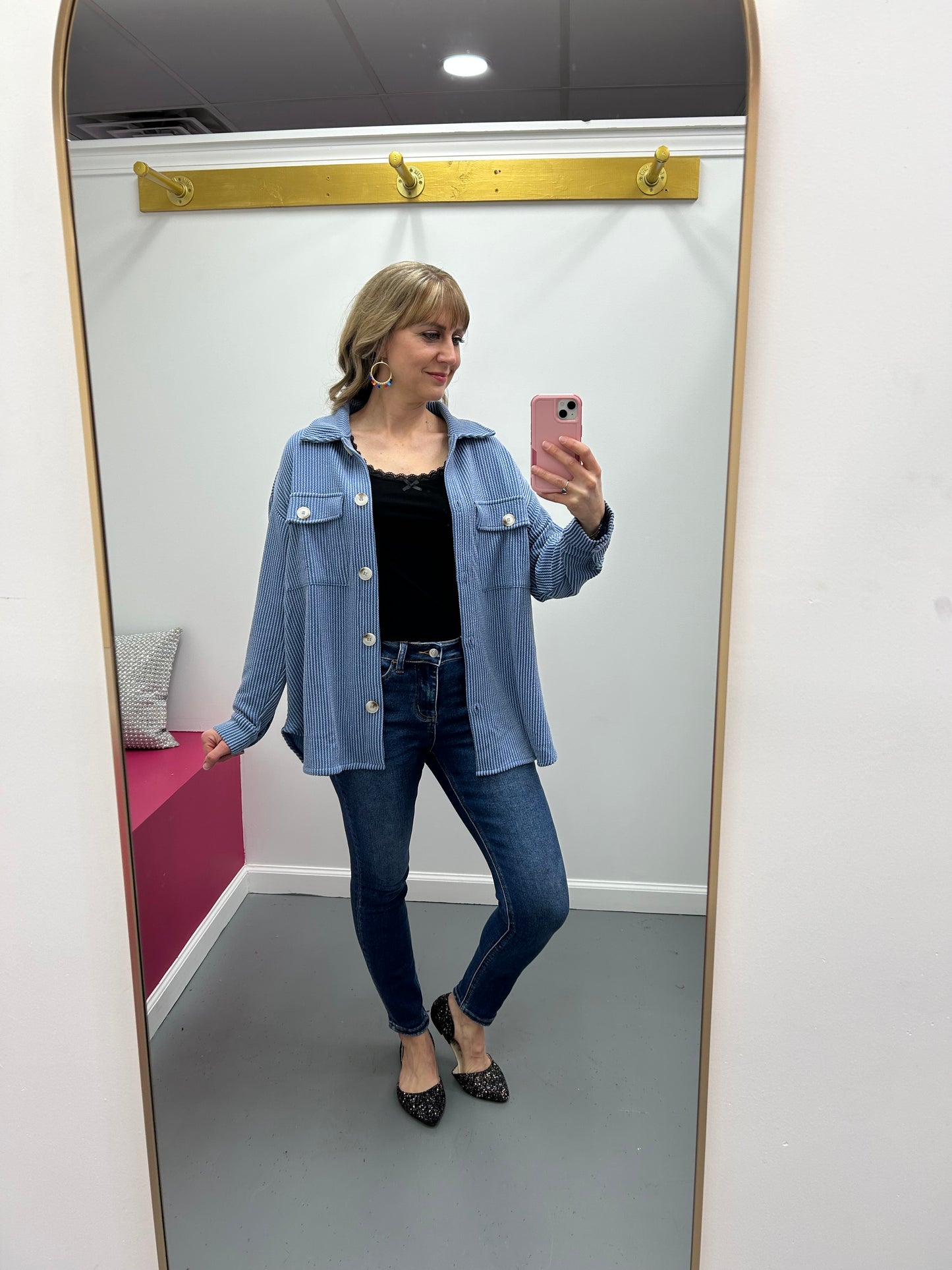 Ribbed Blouse Dusty Blue