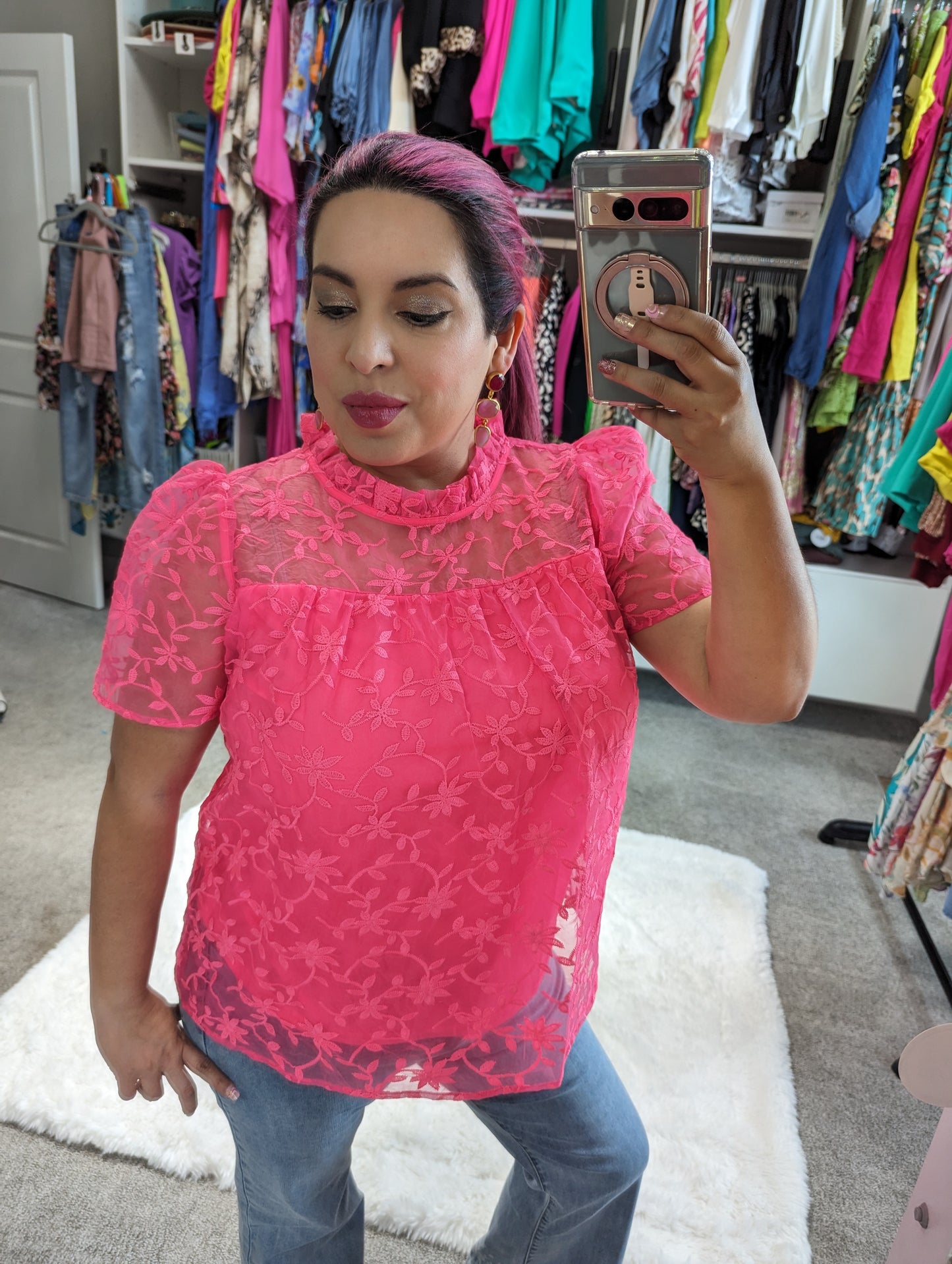 Lace Puff Sleeve Top
