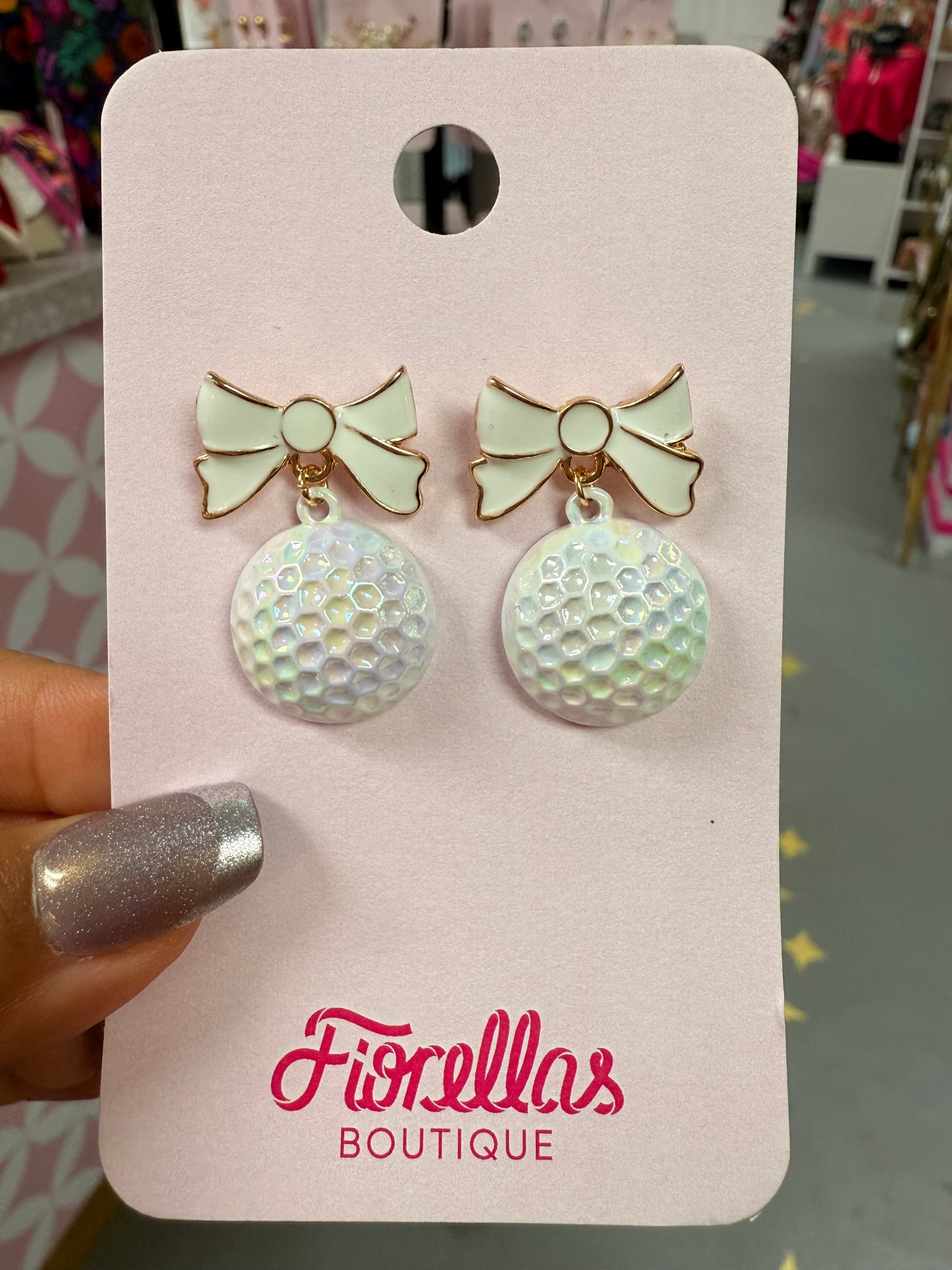 Golf Ball Bow Earrings