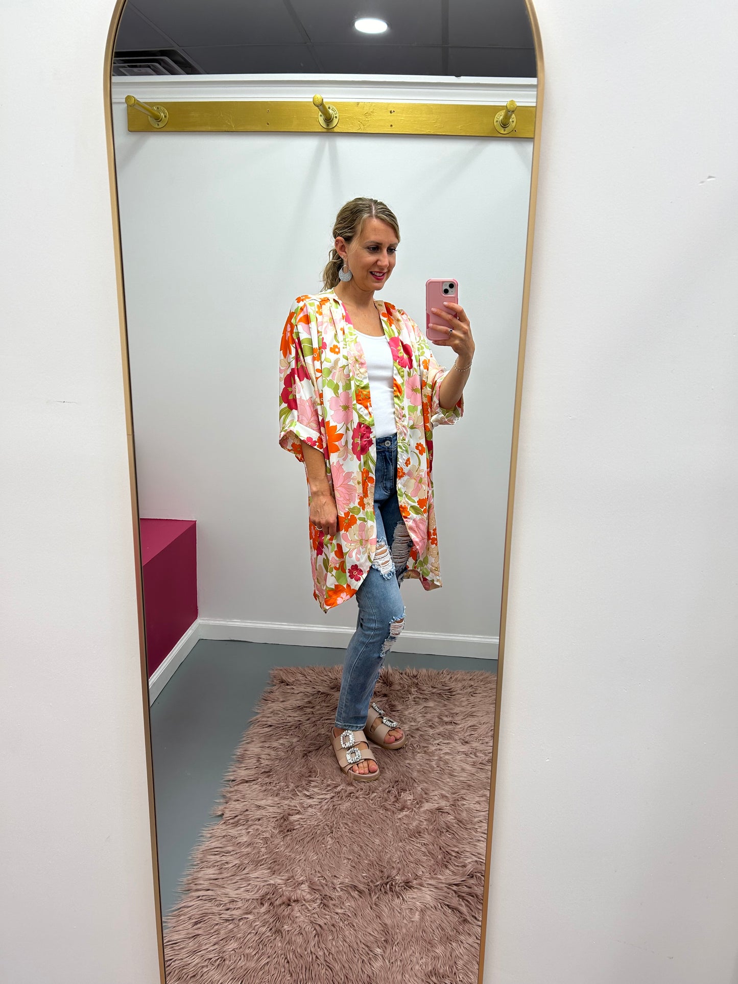 Satin Floral Kimono