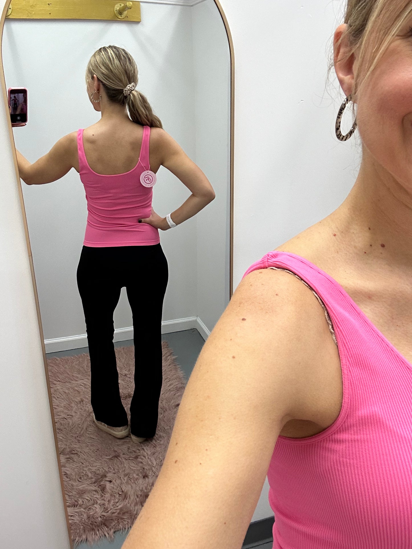 Ribbed Reversible Tank Pink