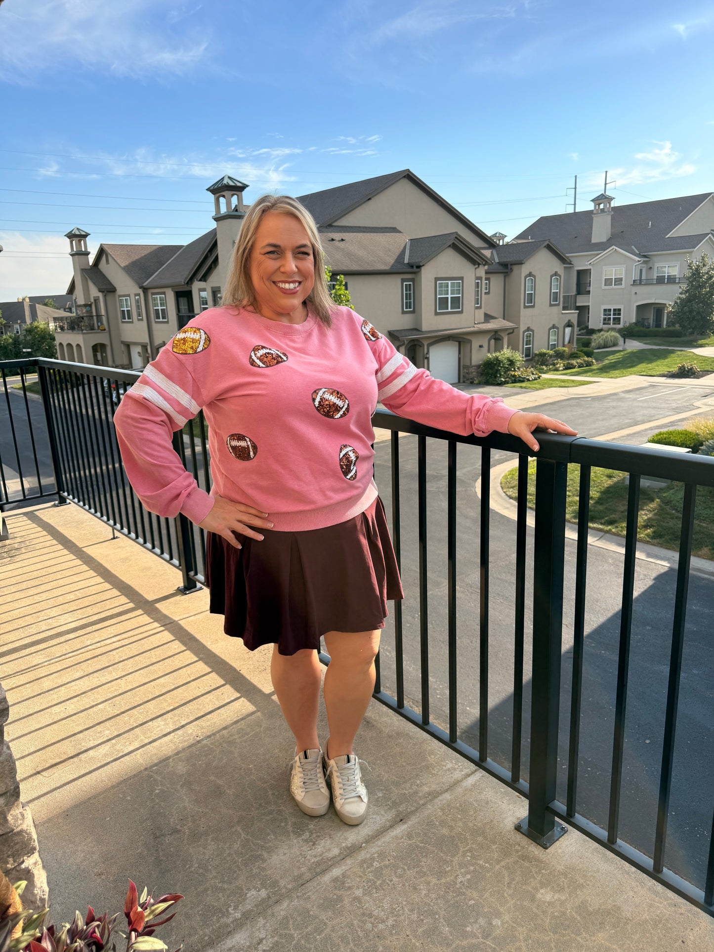 Sequin Footballs Pink Sweatshirt