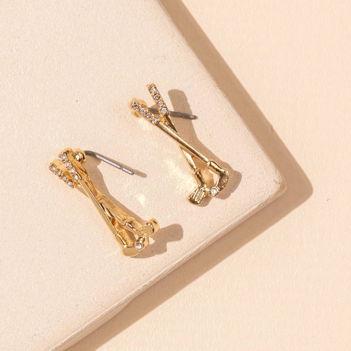 Golf Clubs 18K Gold Dipped Earrings