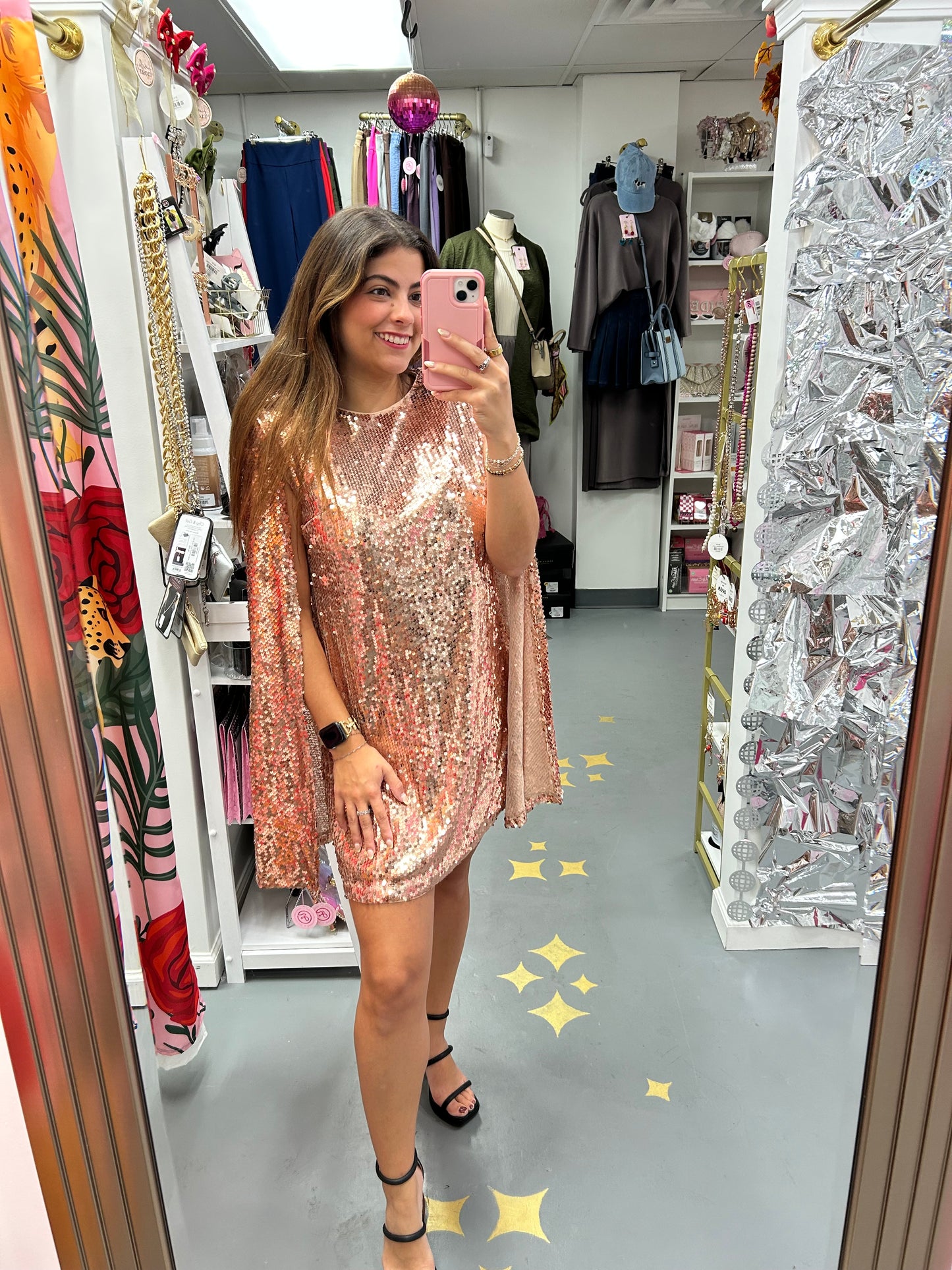 Sequin Cape Mini Dress
