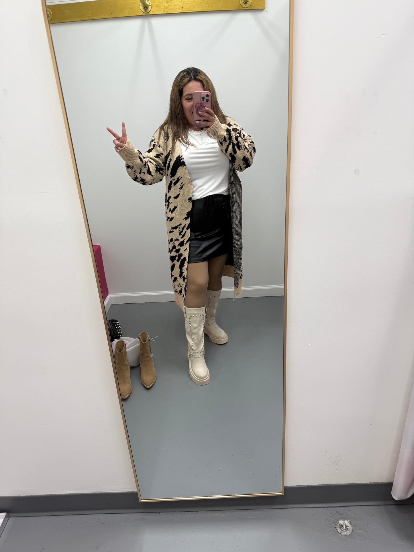 Abstract Animal Print Cardigan
