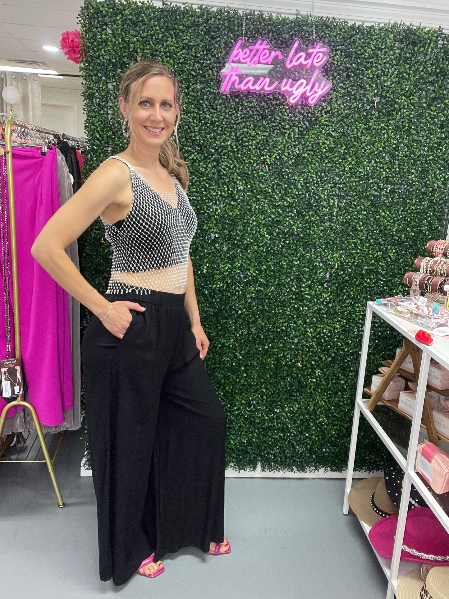 Mesh Bling Top White