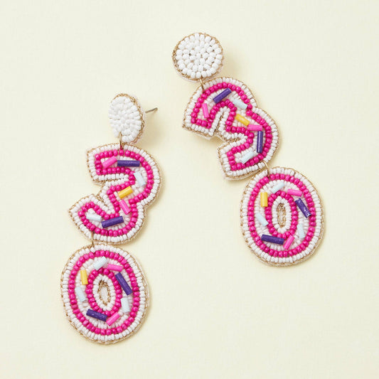 Happy 30 Beaded Earrings