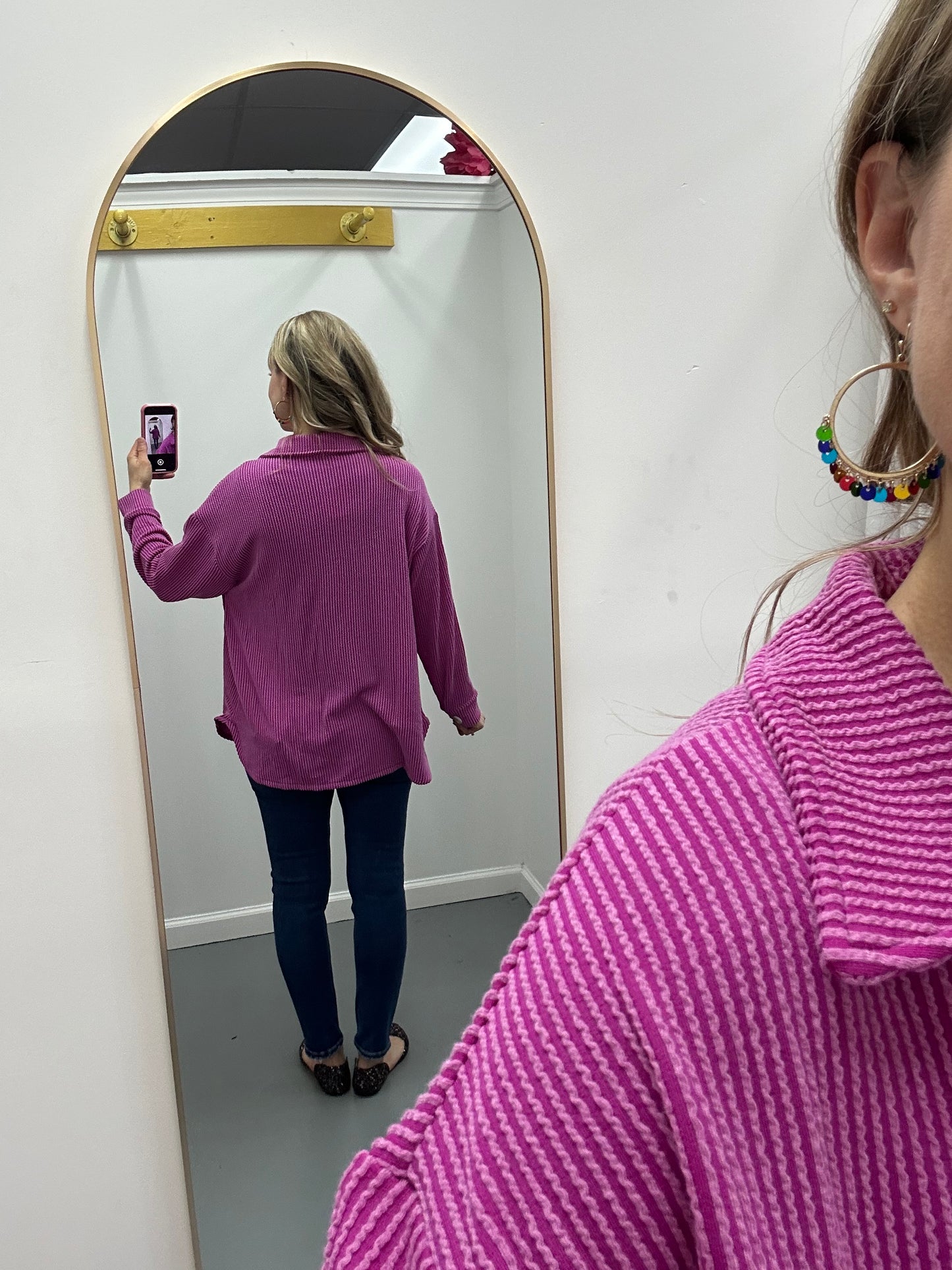 Ribbed Blouse Magenta