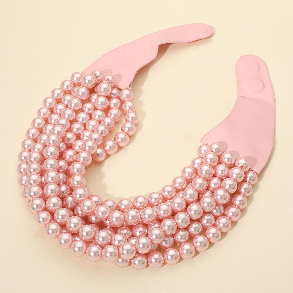 Pearls Statement Necklace Lt Pink