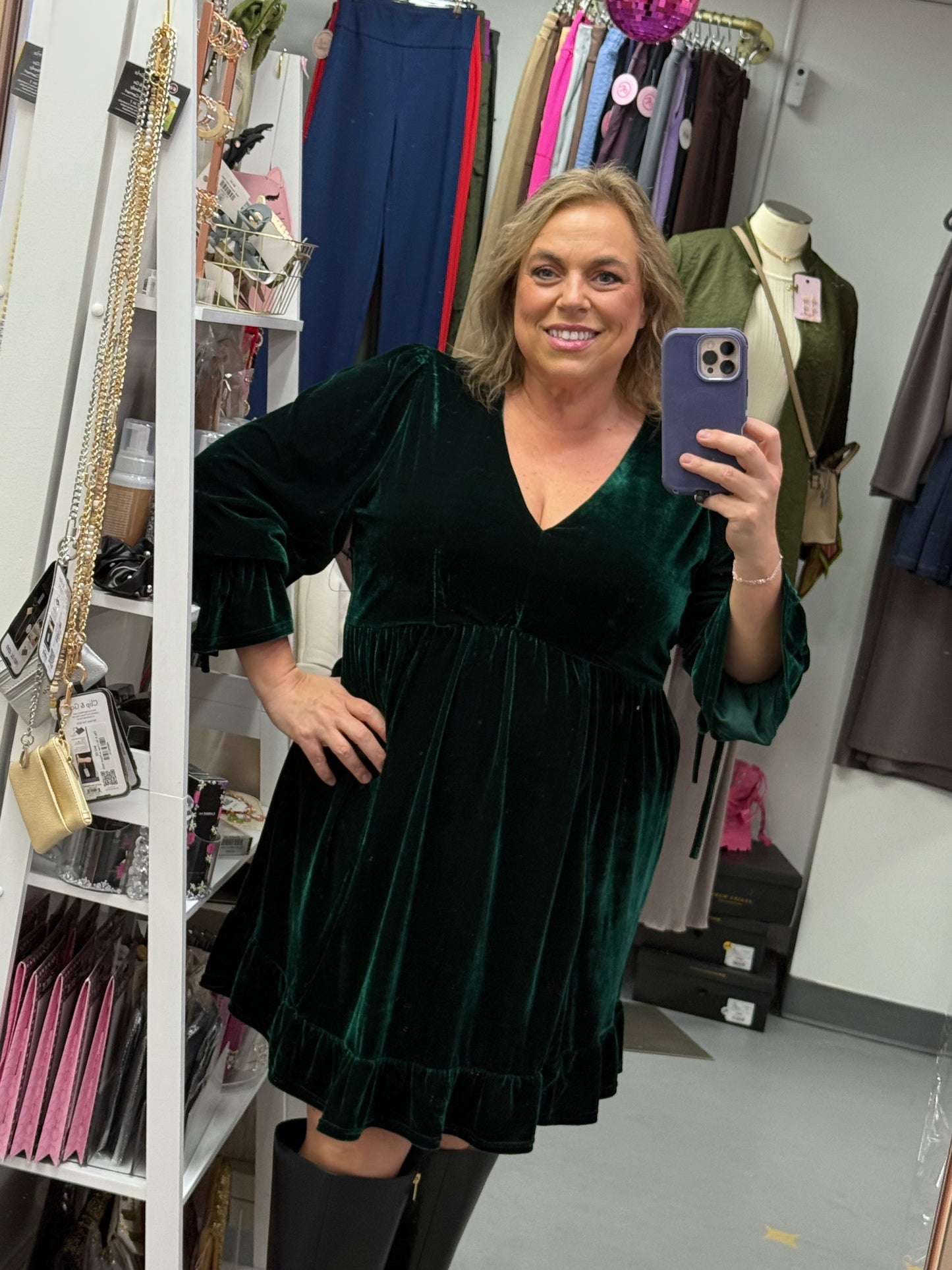 Curvy Velvet Dress Emerald