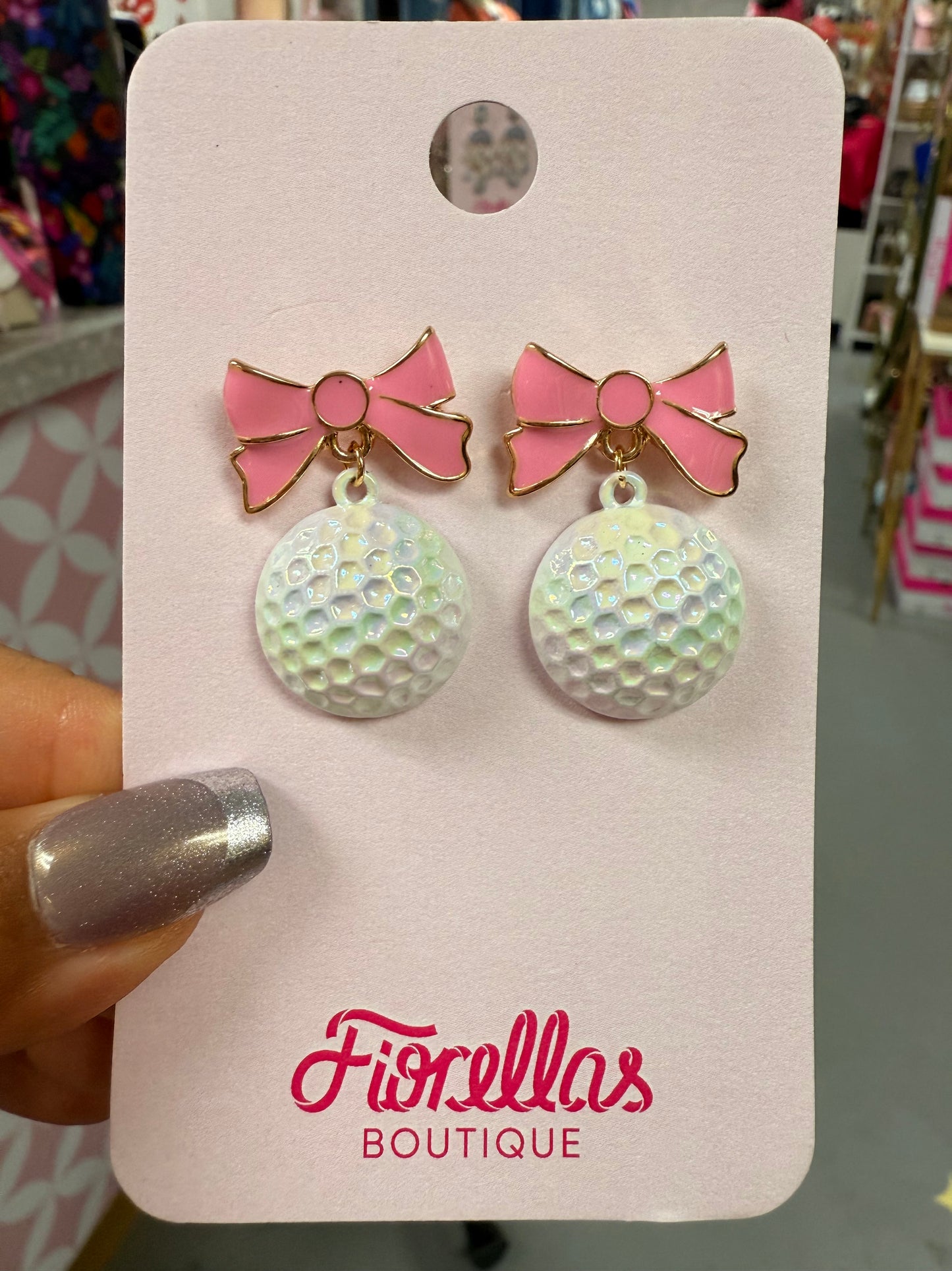 Golf Ball Bow Earrings