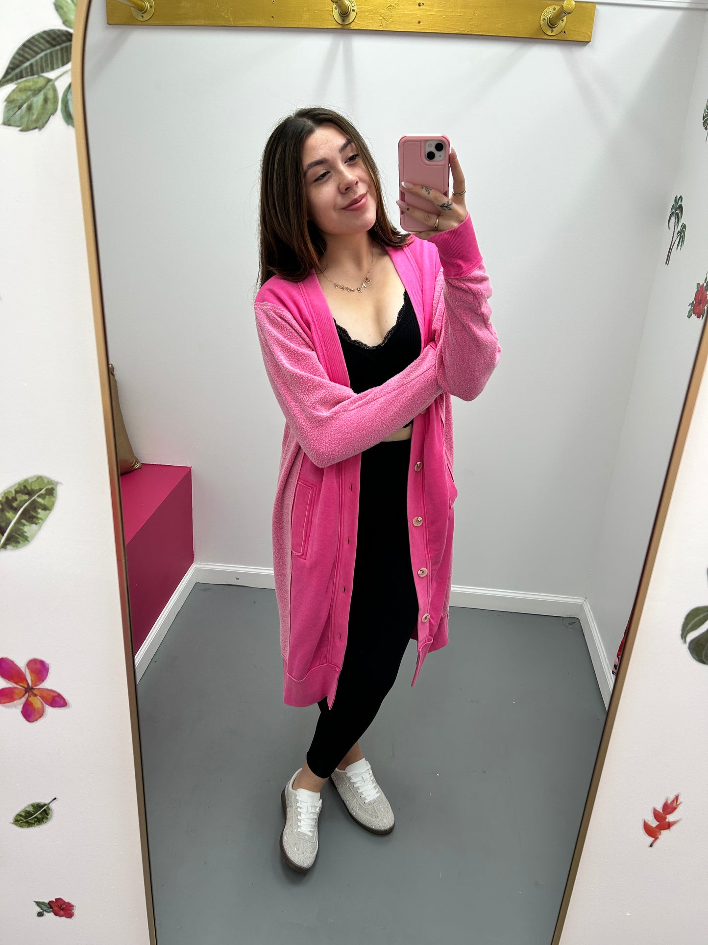 Sweatshirt Cardigan Pink