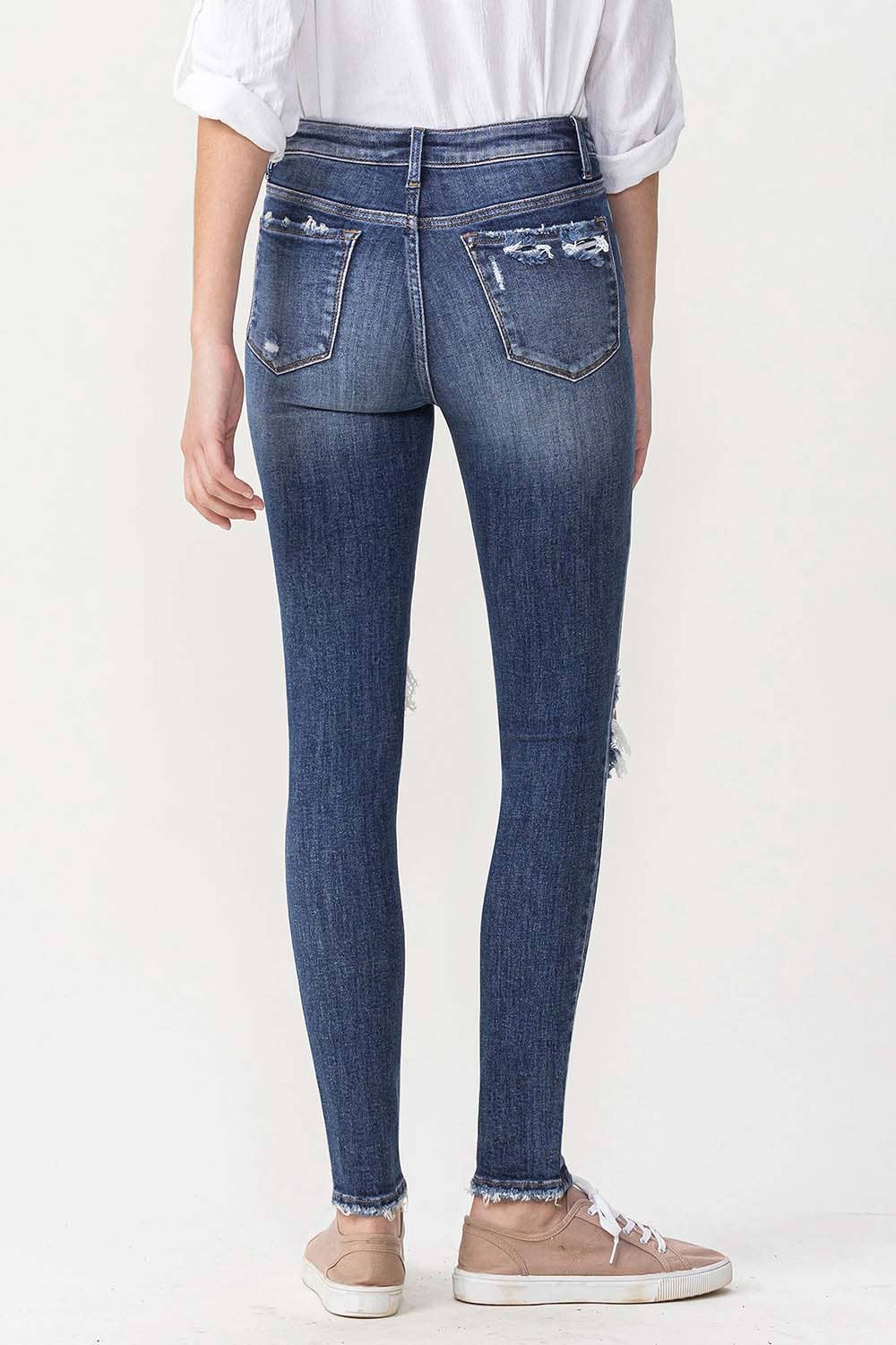 Hi Rise Distressed Skinny Jeans