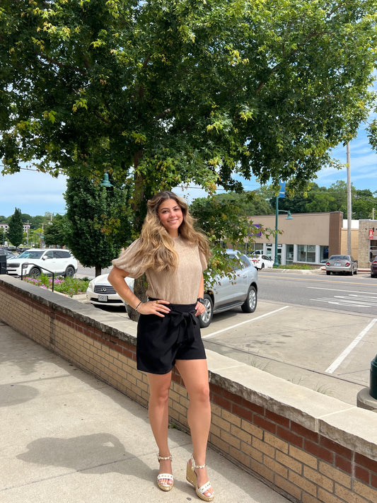 Black Shorts Waist Tie