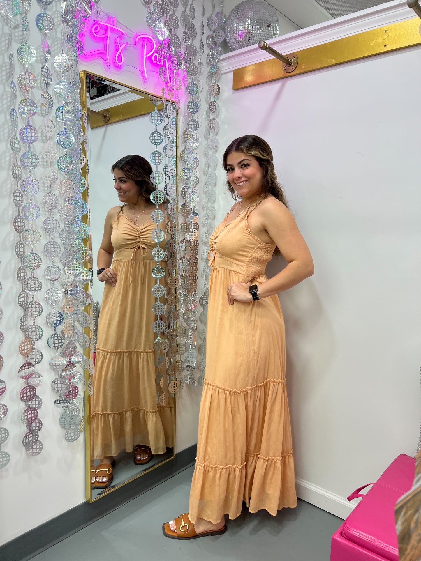 Maxi Dress Metallic Apricot