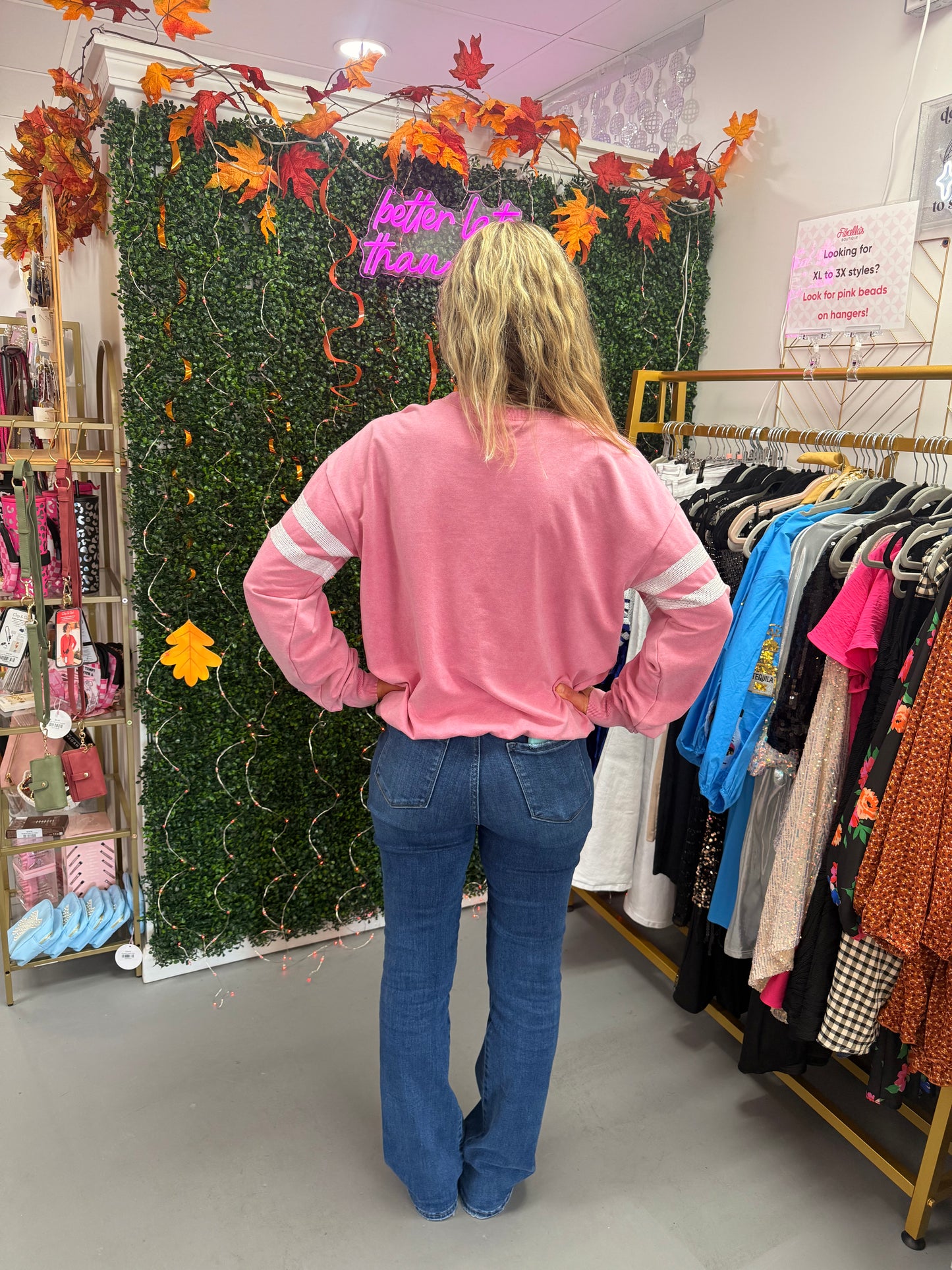 Sequin Footballs Pink Sweatshirt