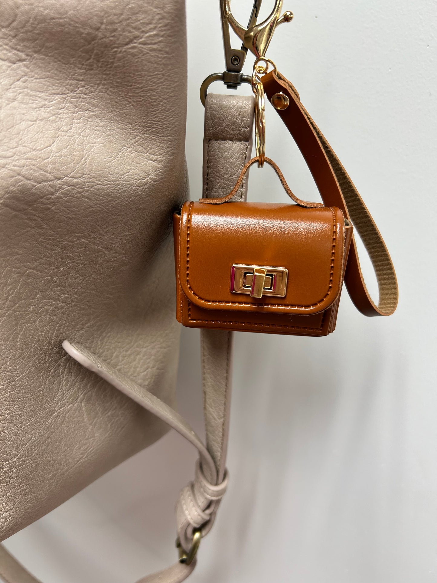 Bag Charm Mini Purse Brown