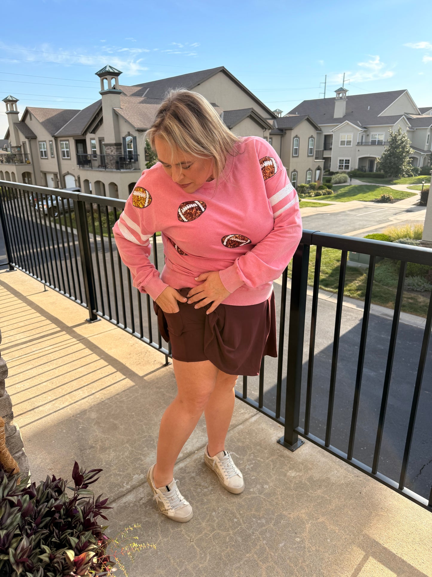 Sequin Footballs Pink Sweatshirt