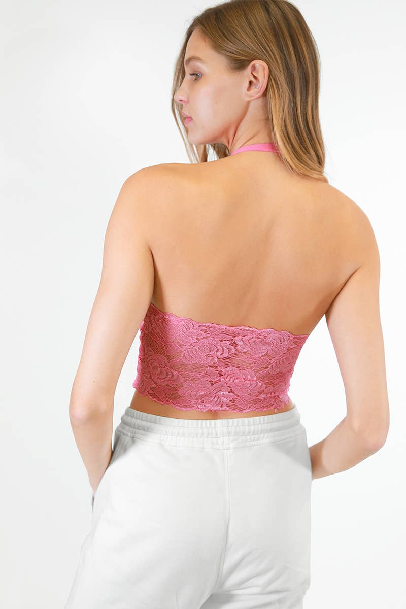Lace Back Halter Crop Sage