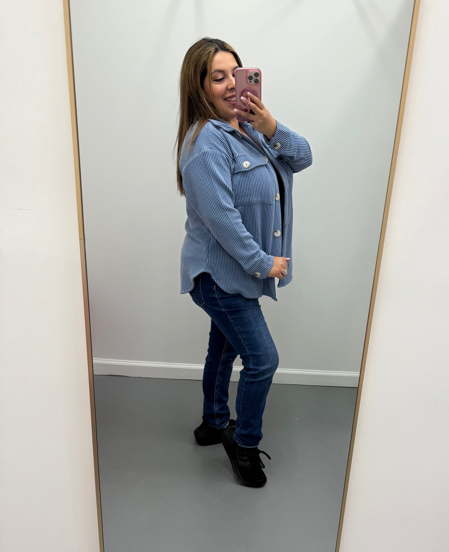 Ribbed Blouse Dusty Blue