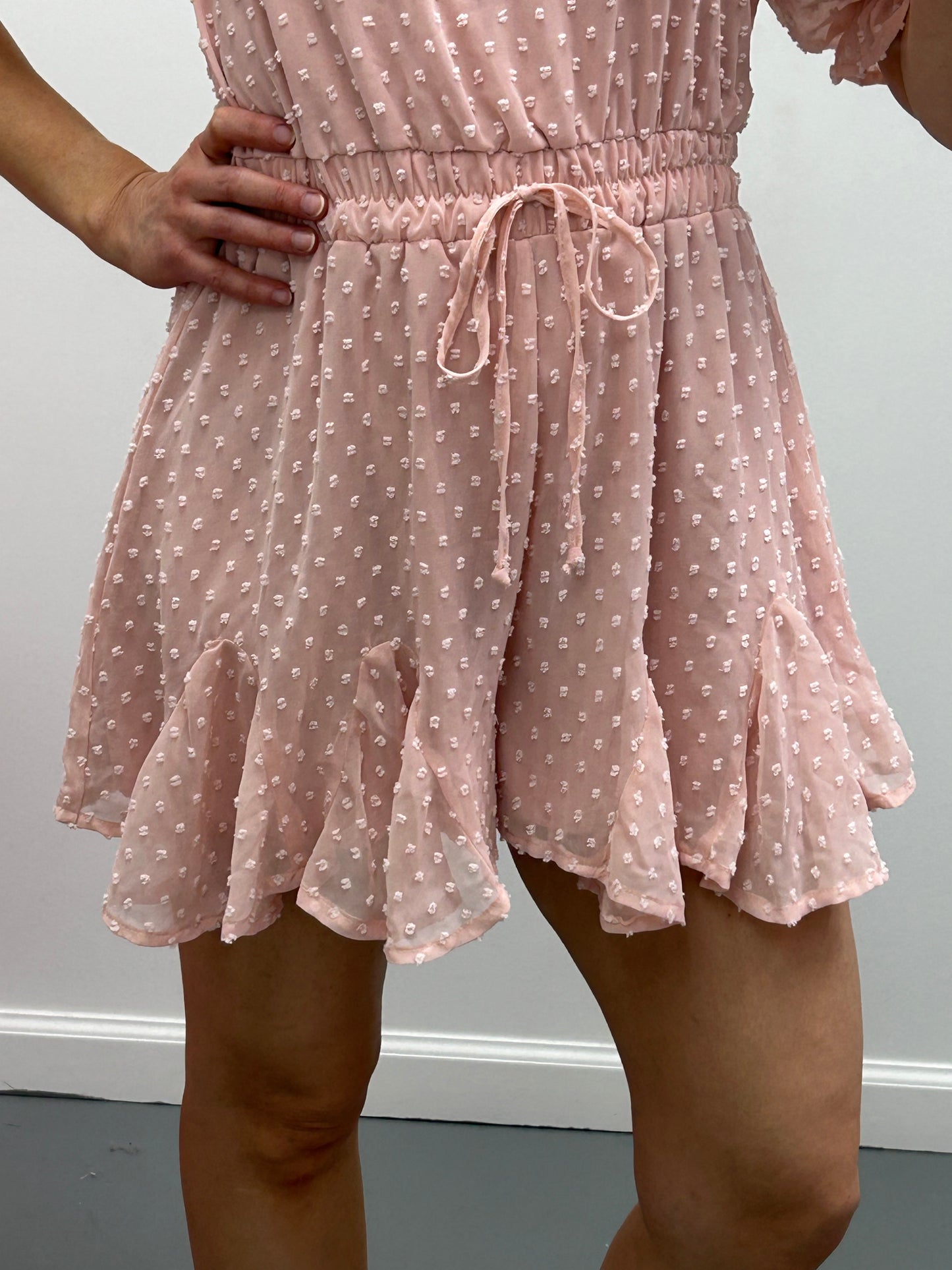 Swiss Dot Romper Blush