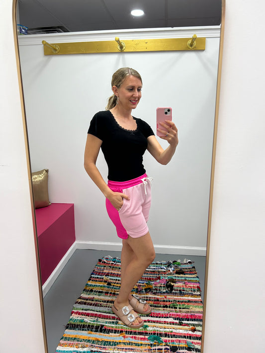 Two Tone Shorts Pink