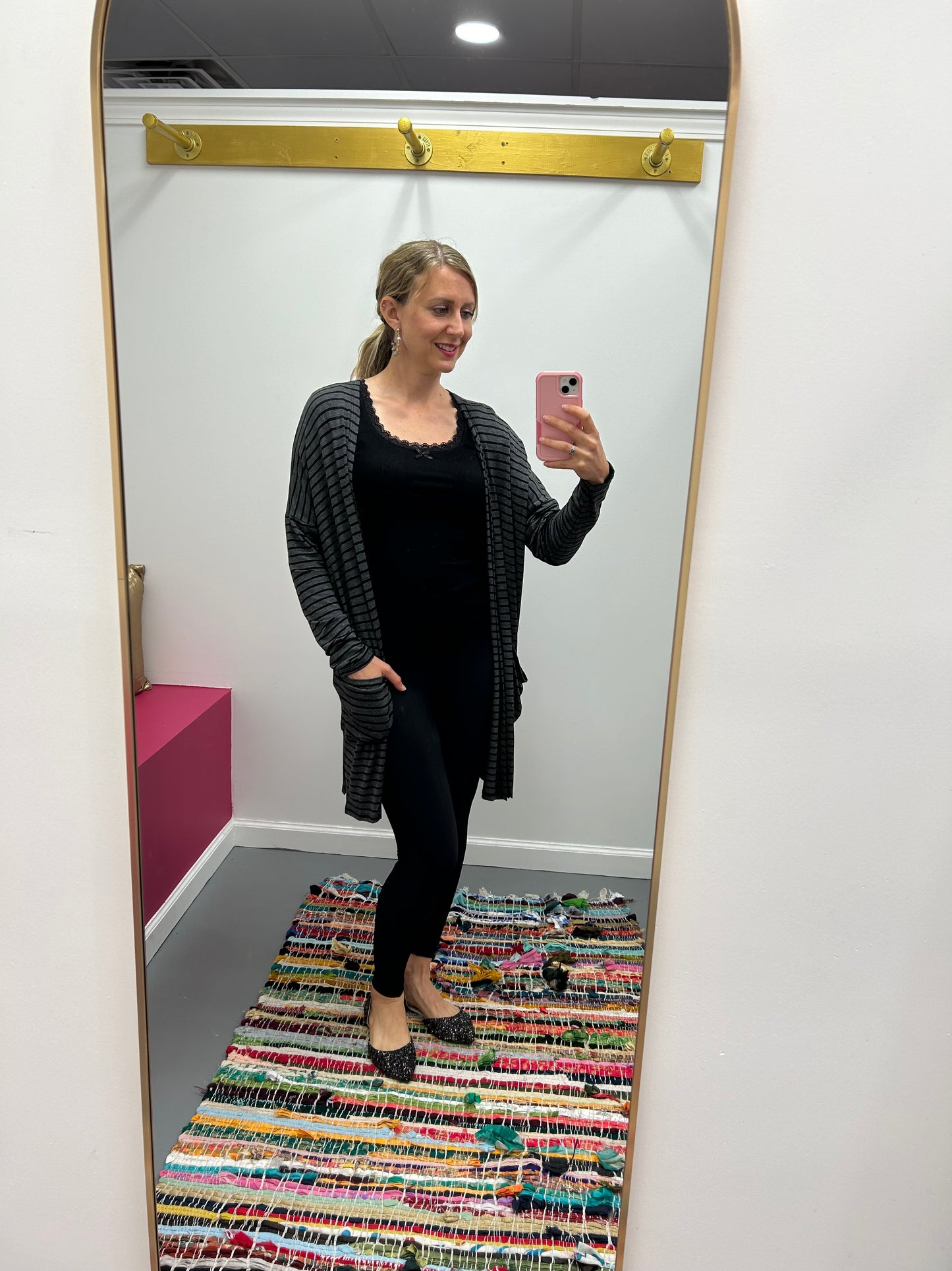 Striped Cardigan Gray