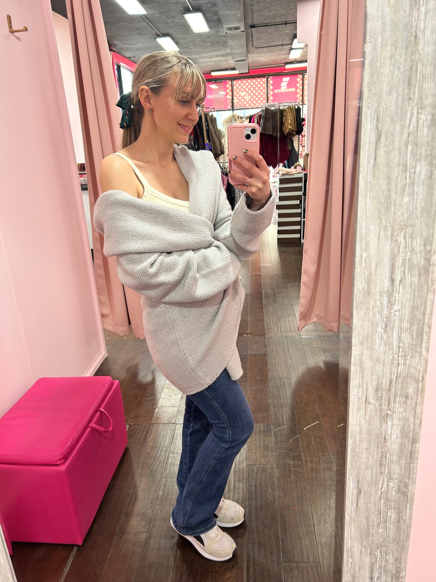 Oversized Hooded Coatigan Gray