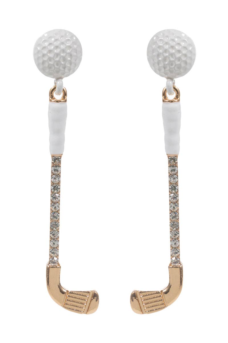 Golf Club Earrings White