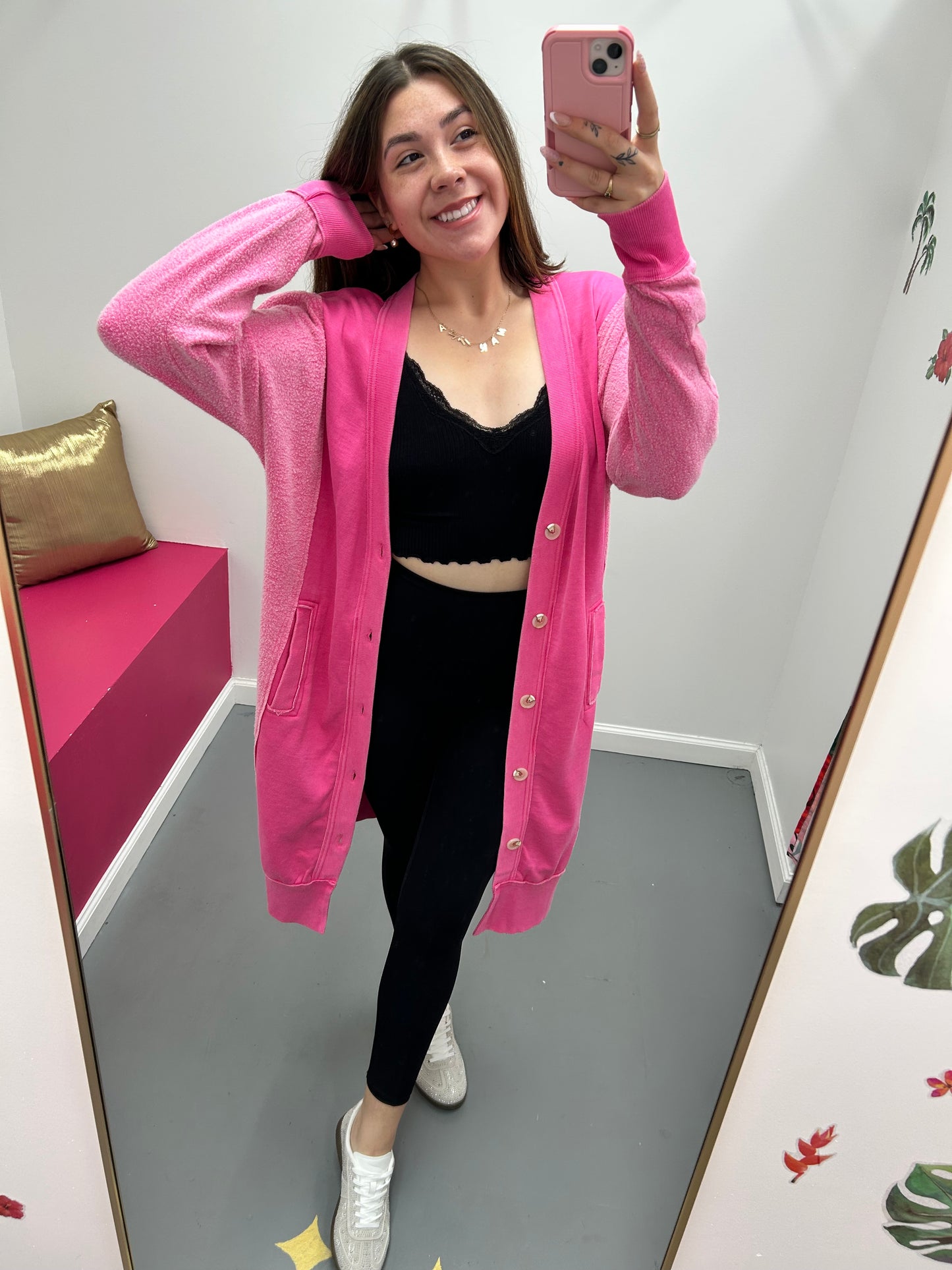 Sweatshirt Cardigan Pink