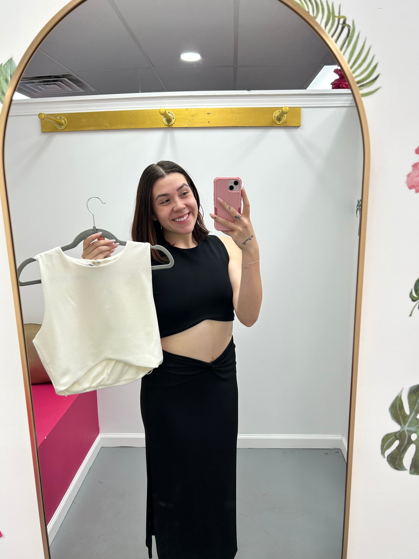 Crop Top Double Lined Black