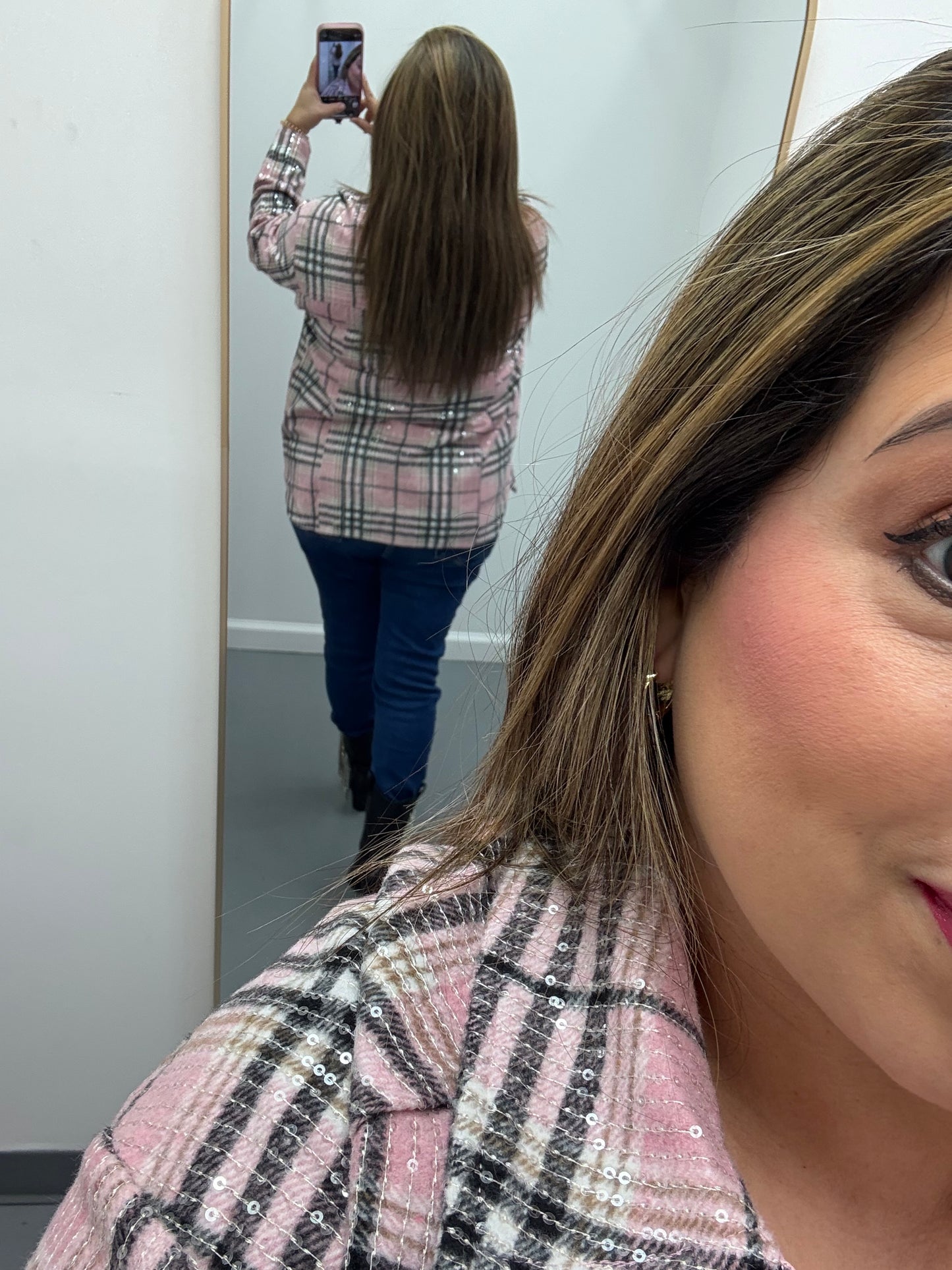 Sequin Plaid Schacket